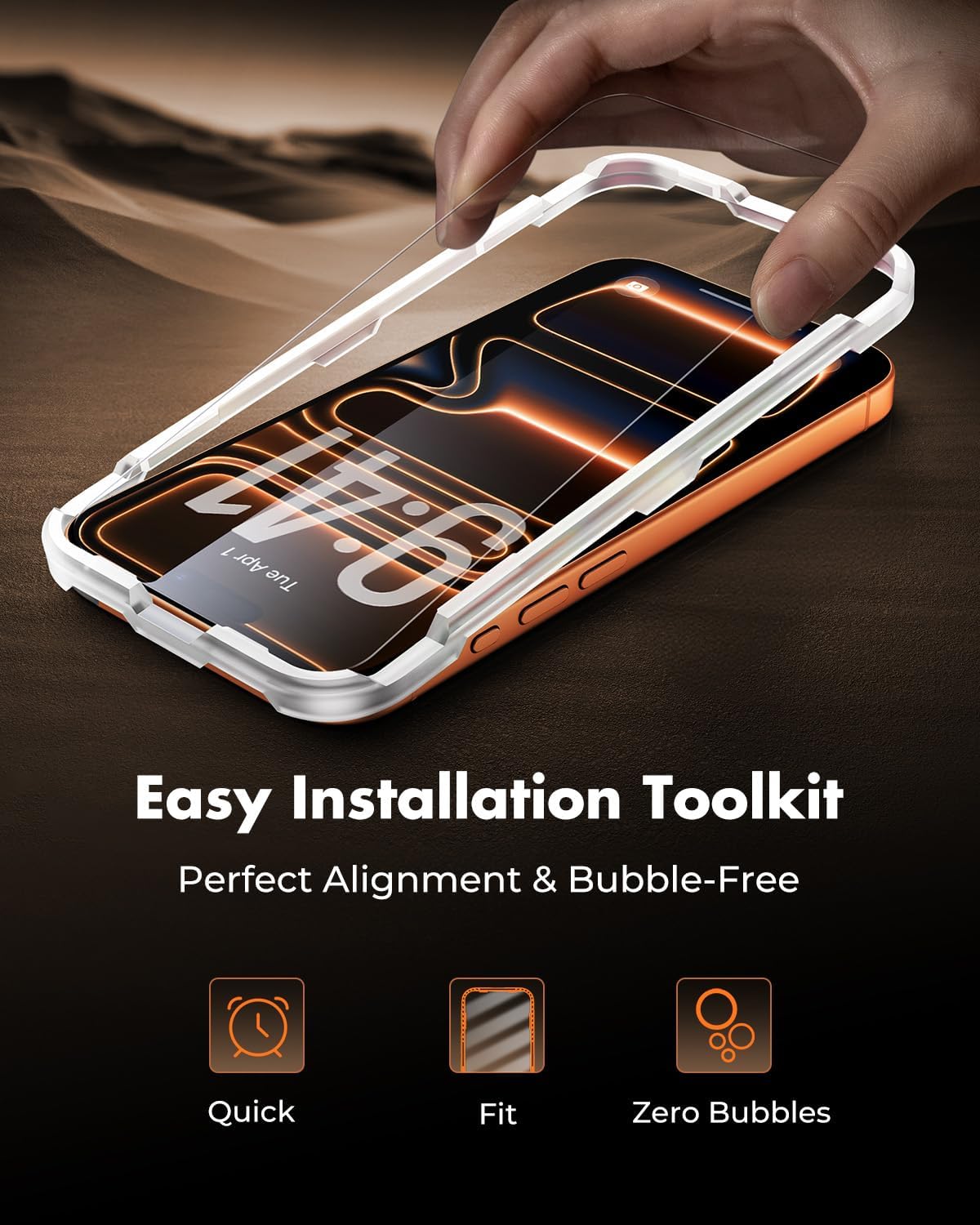Detalle de UNBREAKcable iPhone 17 Pro Max screen protector 3-pack