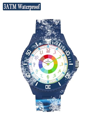 Detalle de Weayege Montre Bracelet Éducative pour Enfants – Cadran coloré, lunette tournante et lecture facile de l’heure
