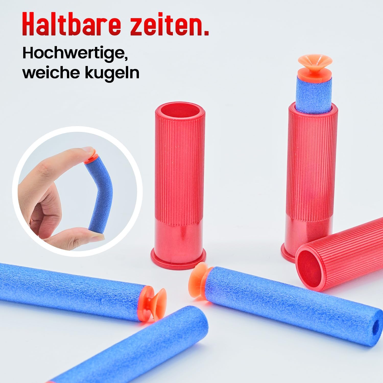 Detalle de Double Barrel Soft Bullet Shot Spielzeug Schaum Blaster mit Shell Auswerfen – 2 in 1 Schaum Dart Blaster (6+)