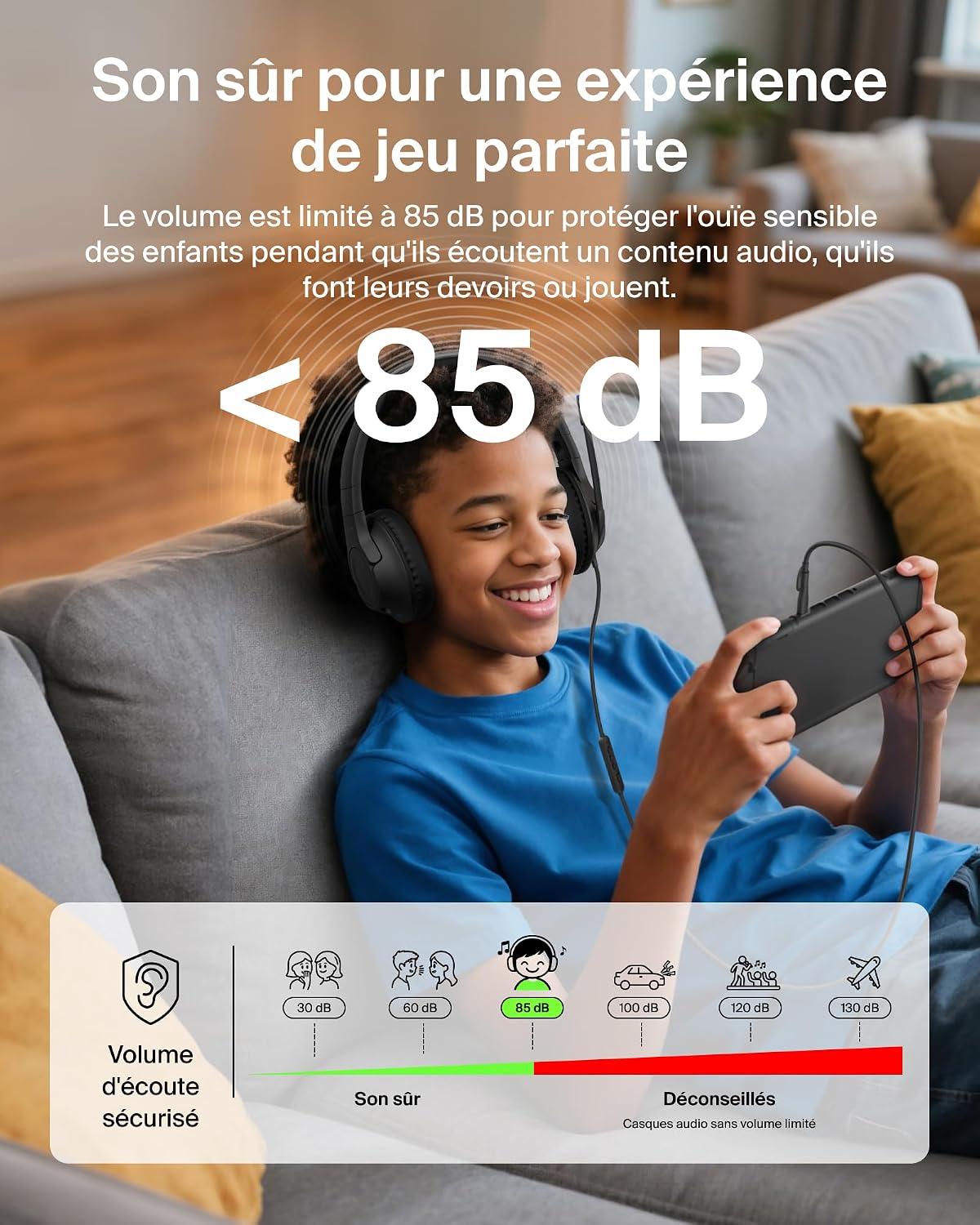 Thumbnail 2 de Belkin Gaming Inspire Casque Enfants Noir