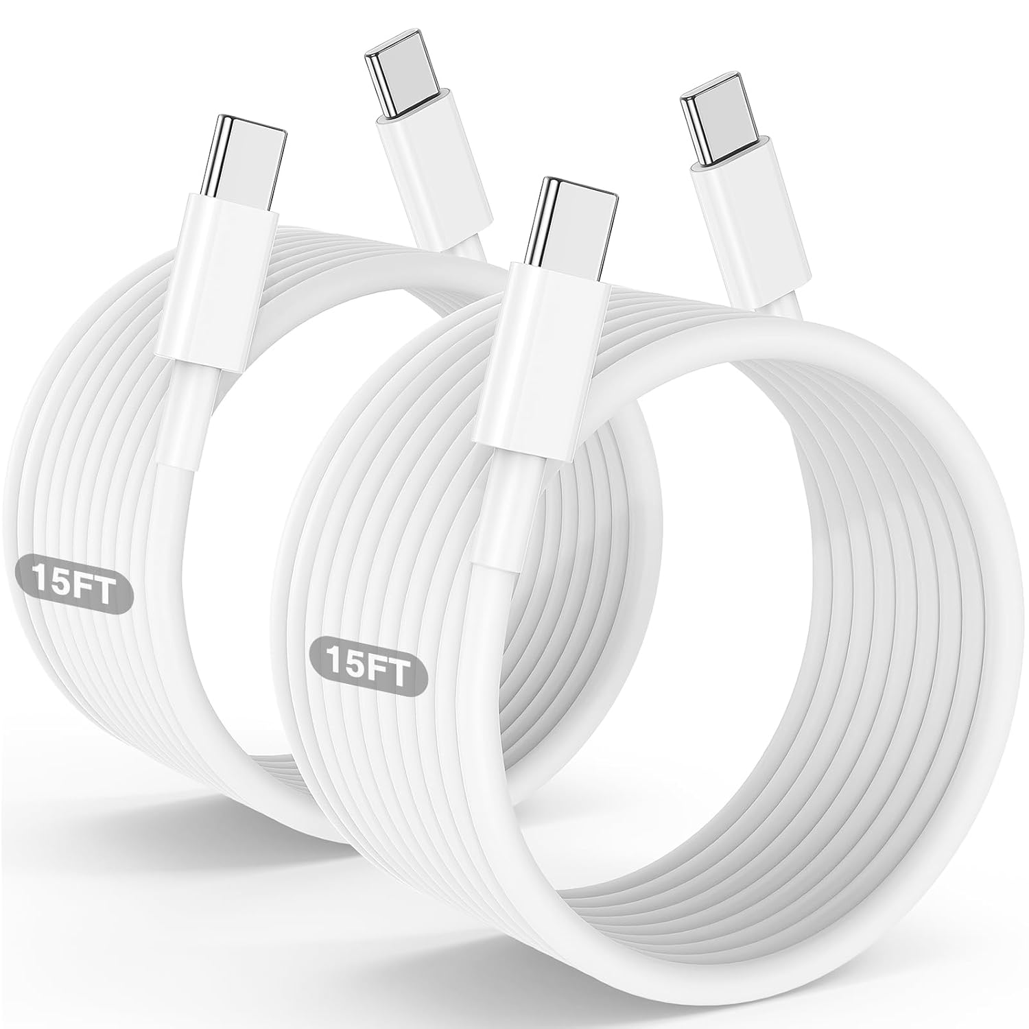 Extra Long USB-C to USB-C Fast Charging Cable (15ft) for iPhone, iPad, MacBook Pro, and Samsung
