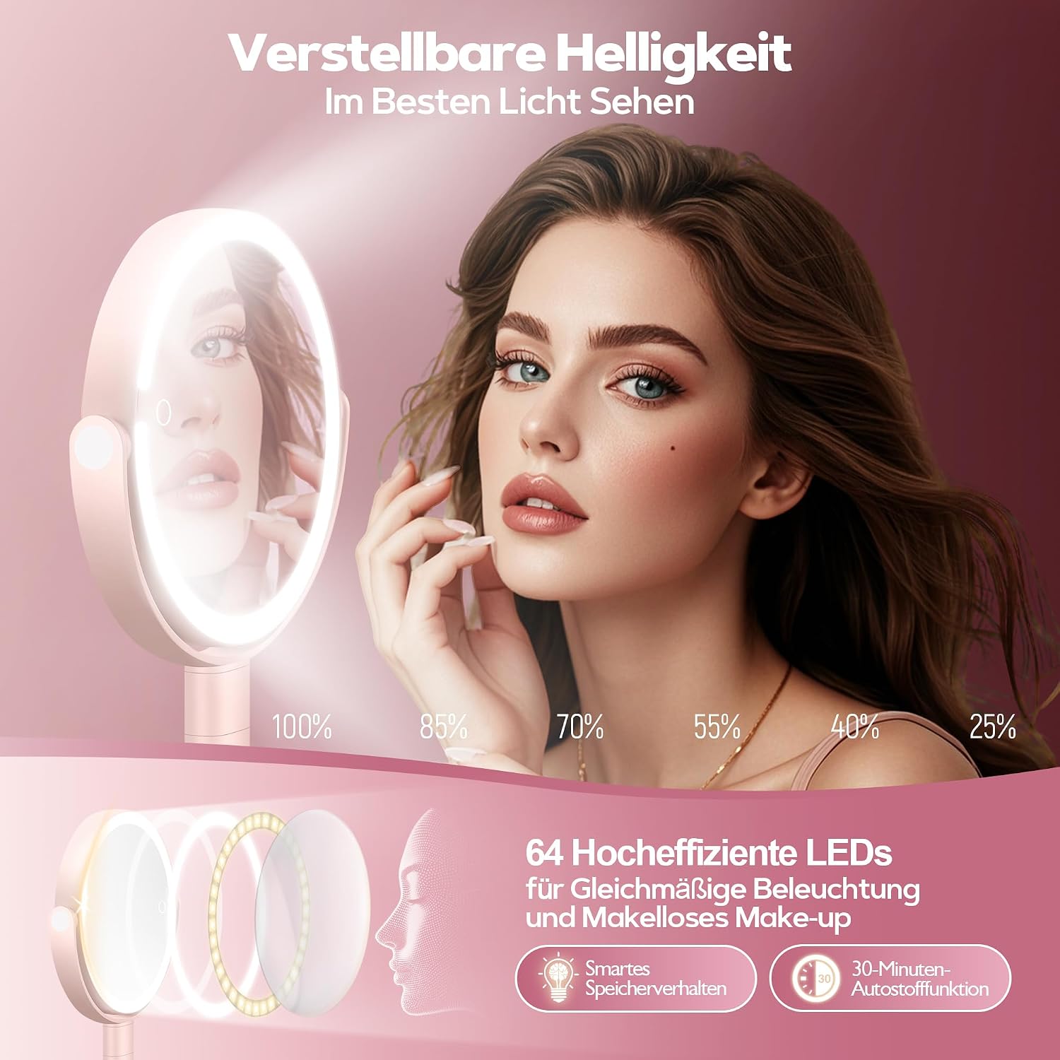 Thumbnail 3 de MOMOKUBA miroir cosmétique avec éclairage: magnification 20x et rotation 360°