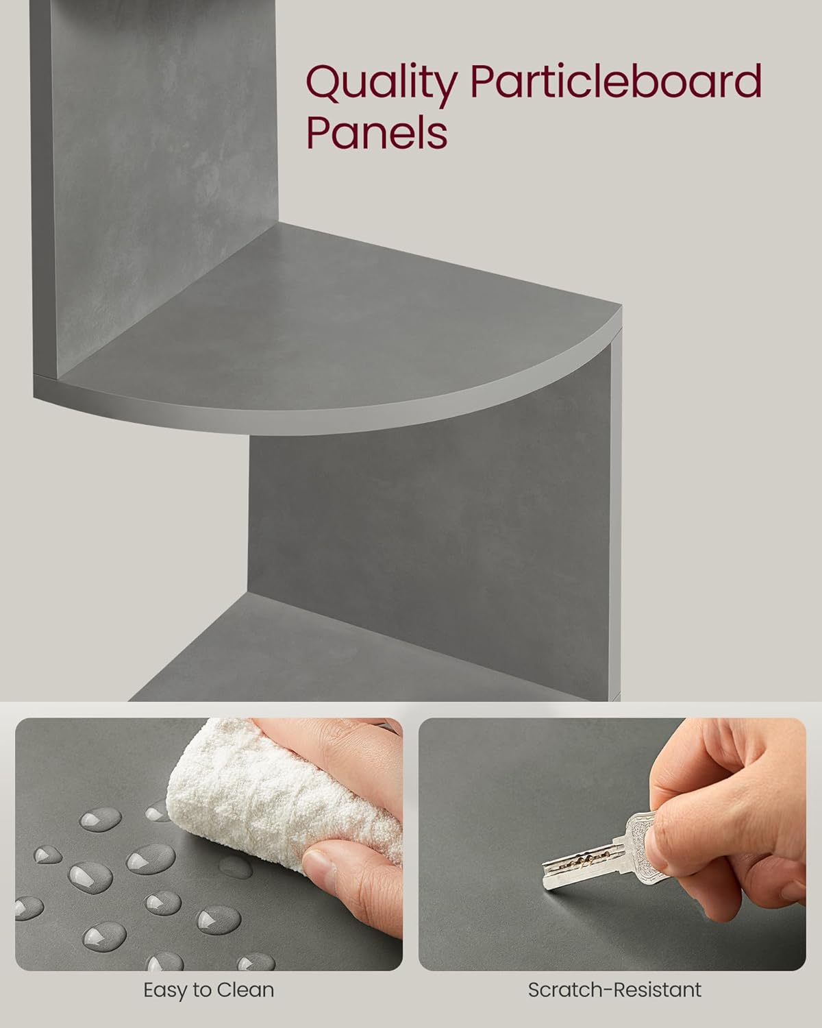 Detalle de VASAGLE Corner Wall Shelf 5-Tier Storage Shelf in Dove Grey