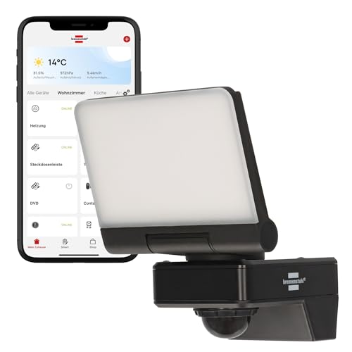 Detalle de Brennenstuhl Connect WiFi LED Strahler WF 2051 P – 24 W, 2800 lm, outdoor mit Bewegungsmelder