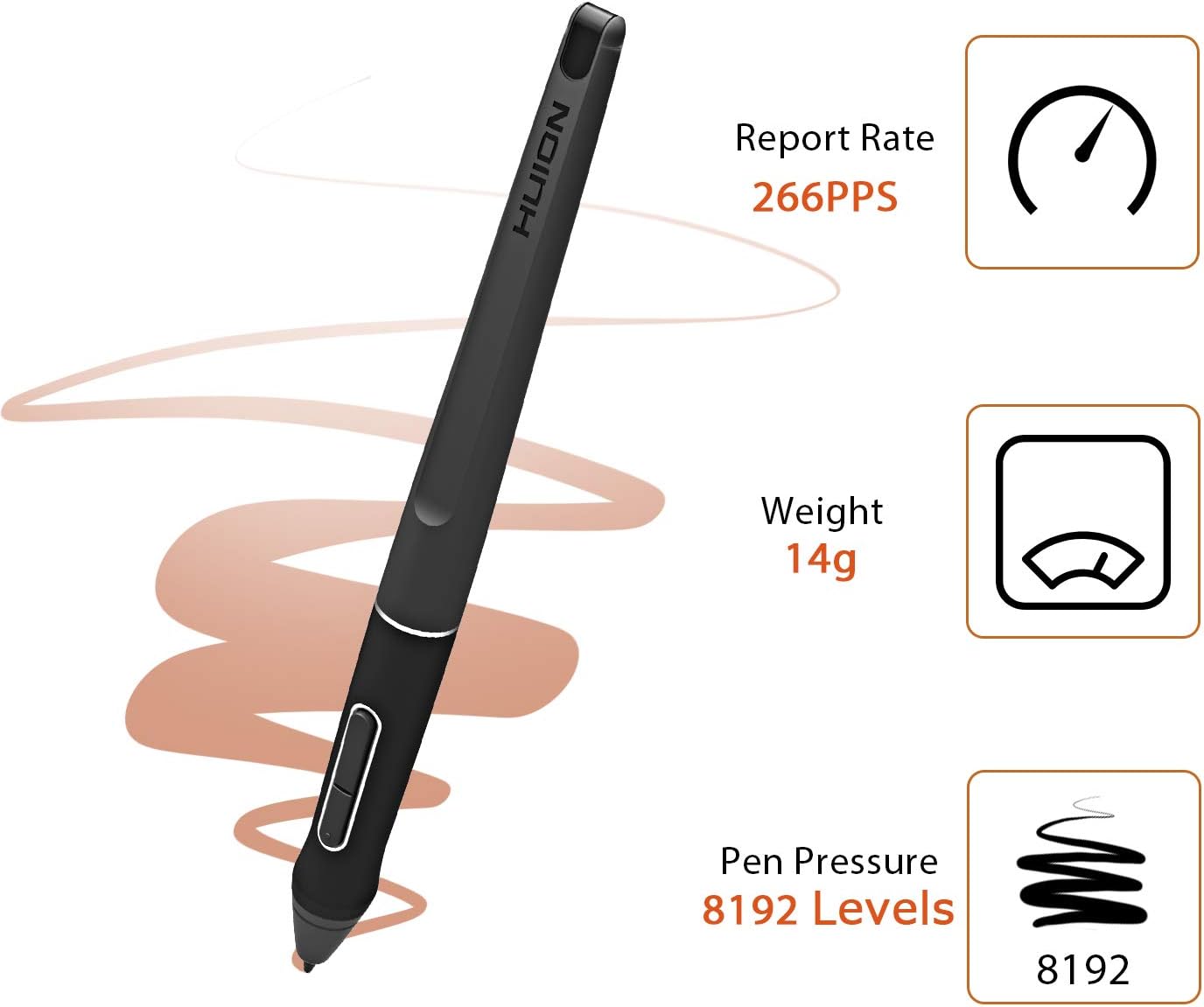 Detalle 2 de HUION PW507 Battery-Free Digital Pen, 8192 Pressure Levels and 266 PPS