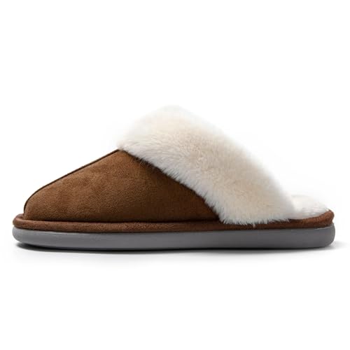 Detalle de JOMIX X005, chaussons mule femme fourrés, marron foncé, 40 EU
