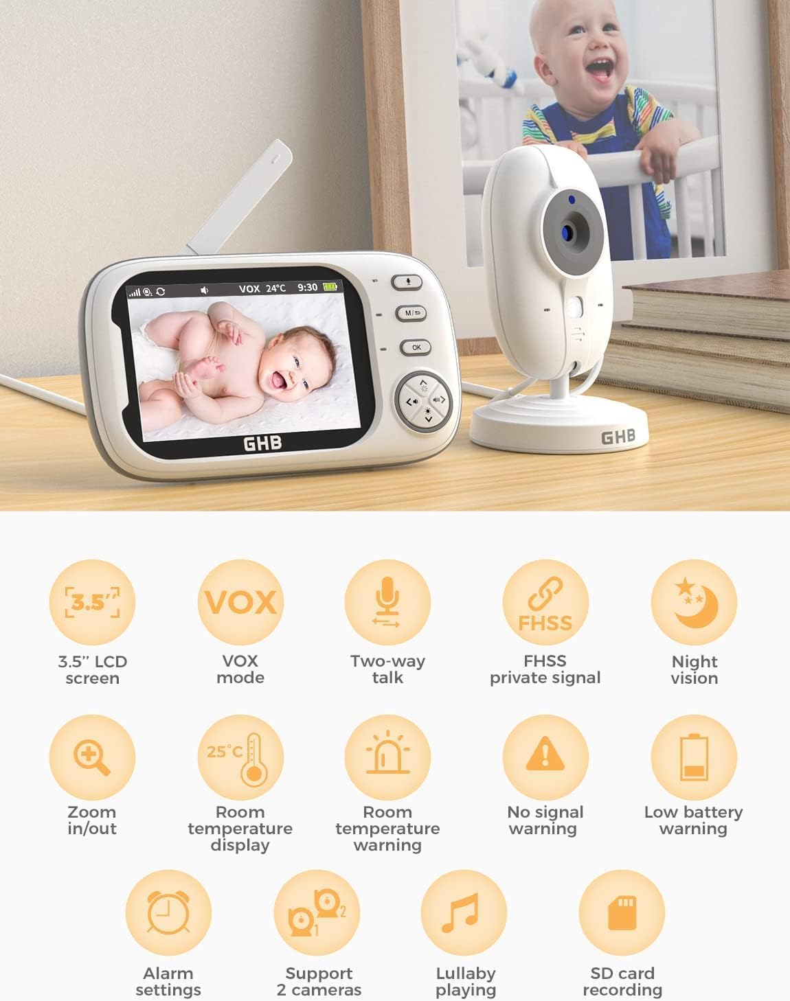 Thumbnail 1 de GHB Baby Monitor 3.5-inch video monitor