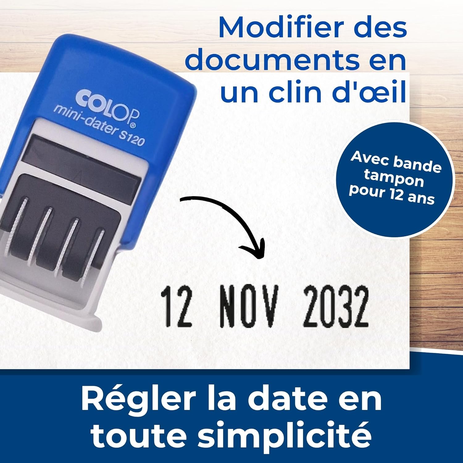 Detalle 2 de COLOP Mini Dateur Printer S120 – Dateur compact encre noir, 12 ans, 4 mm