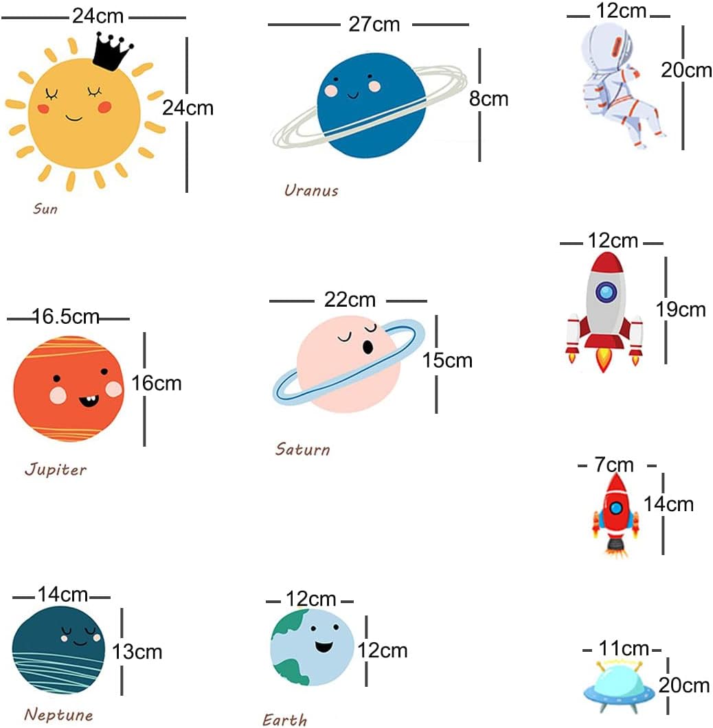 Thumbnail 3 de Sroko Planet Space Kids Wall Stickers, 90 x 30 cm Reusable Vinyl Decals