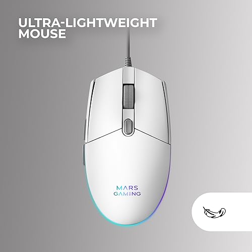 Detalle de Mars Gaming MCP-RGB3: Pack Gaming en blanco con teclado RGB, ratón Flow y alfombrilla XXL