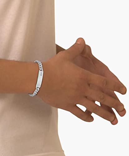 Detalle de Bracelet Lacoste Chaîne pour Homme Baseline en Acier Inoxydable avec Plaque Gravée – 2040081