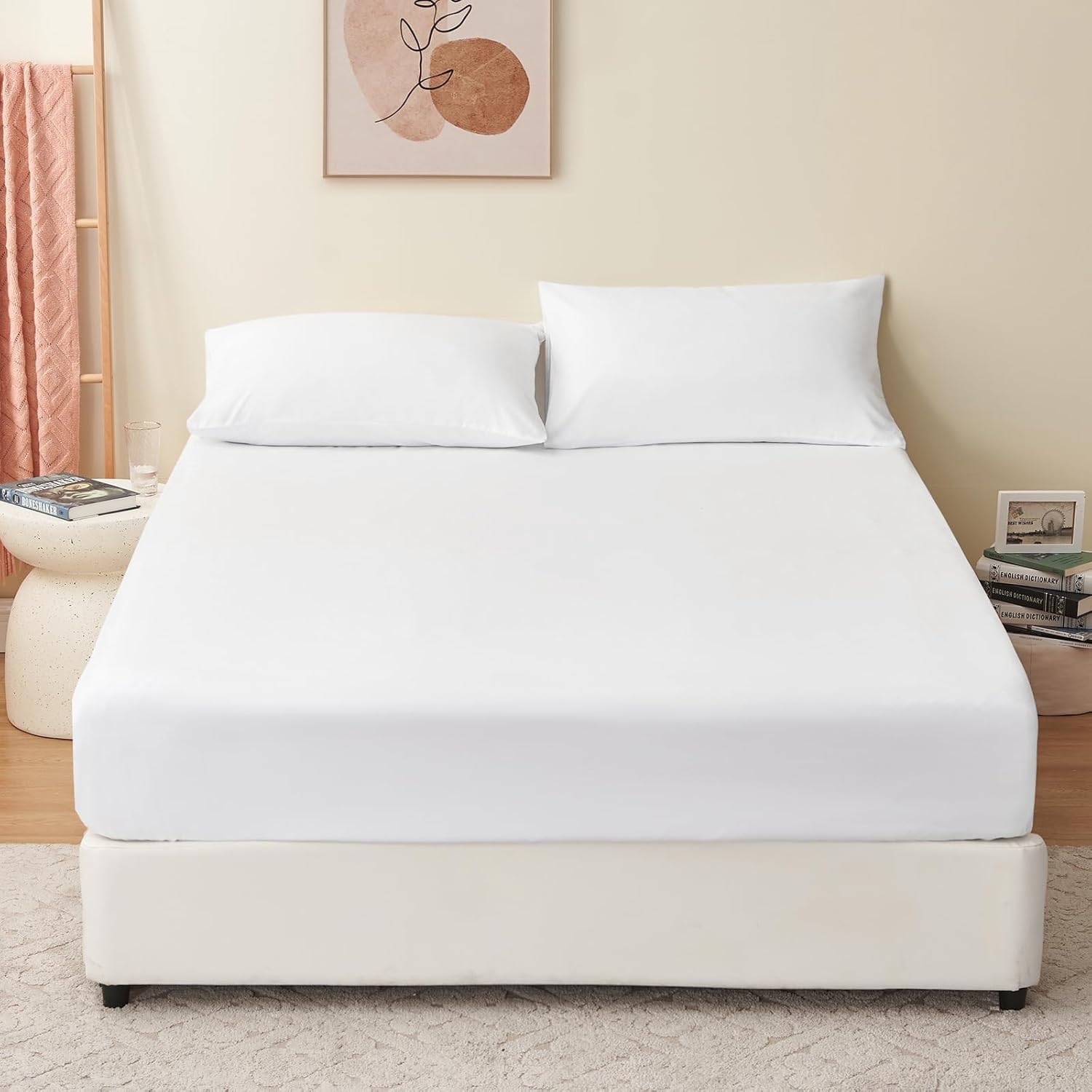 Thumbnail 5 de RUIKASI Superking Deep Fitted Sheet (Extra Deep Pocket) in White microfibre
