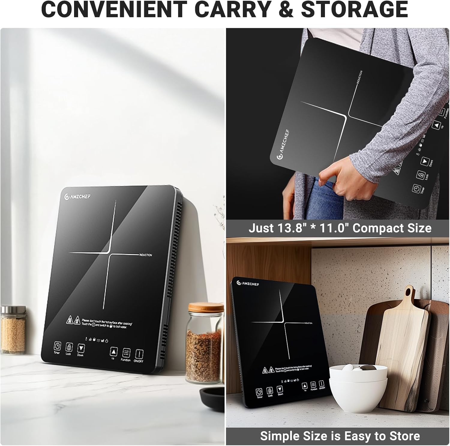 Thumbnail 5 de AMZCHEF Portable Induction Cooktop 1800W