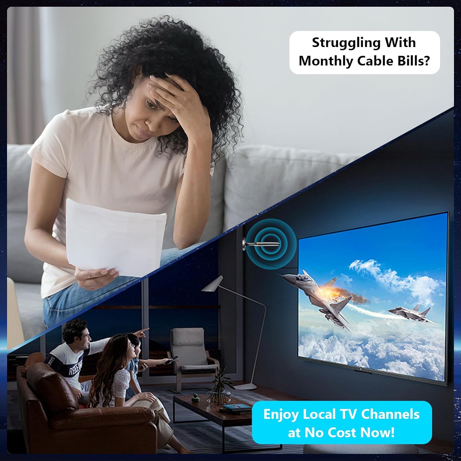 Detalle de TV Antenna Indoor: 360° Smart HDTV Reception for Local Channels