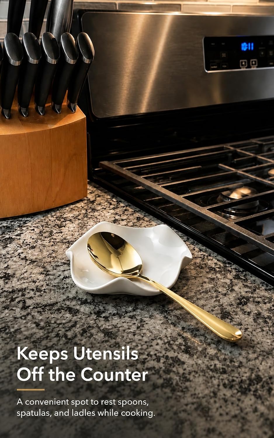 Detalle 2 de Miamolo Ceramic Spoon Rest, 5.3 Inches