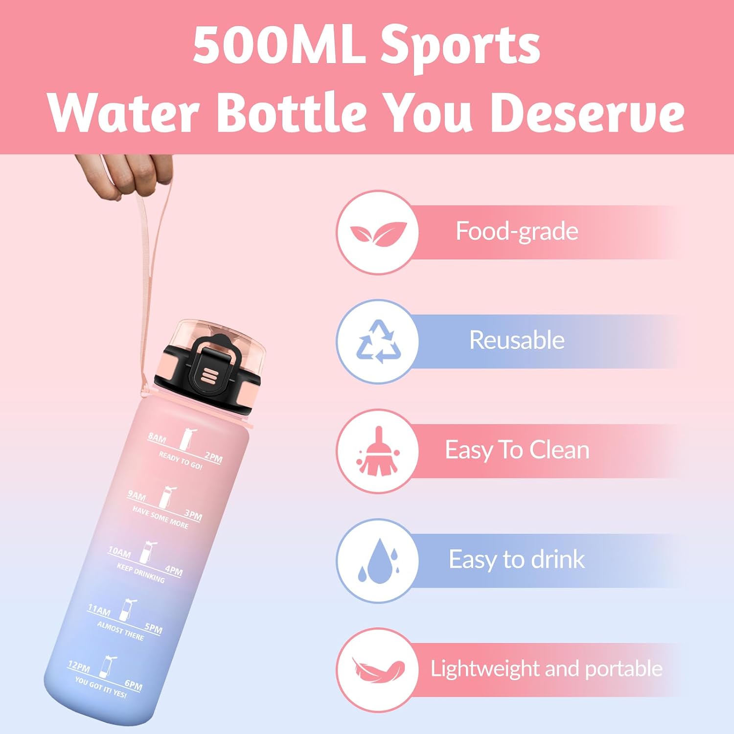 Thumbnail 5 de HoneyHolly Gourde 500ML gourde réutilisable pour sport 🚰