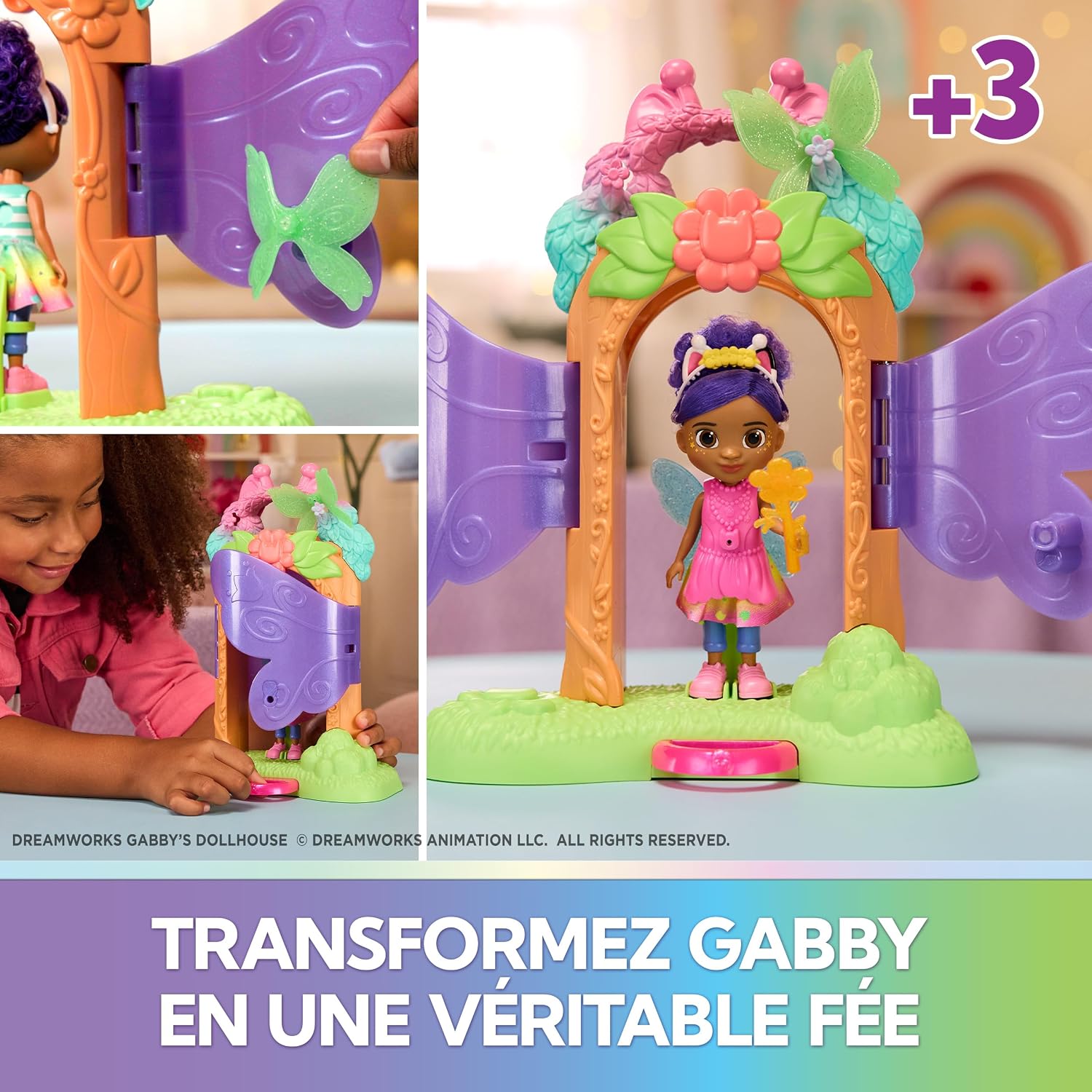 Detalle de Gabby et la Maison Magique Gabby Dollhouse – Playset Transformation avec poupée articulée Fairylandia (15 cm) et 6 accessoires