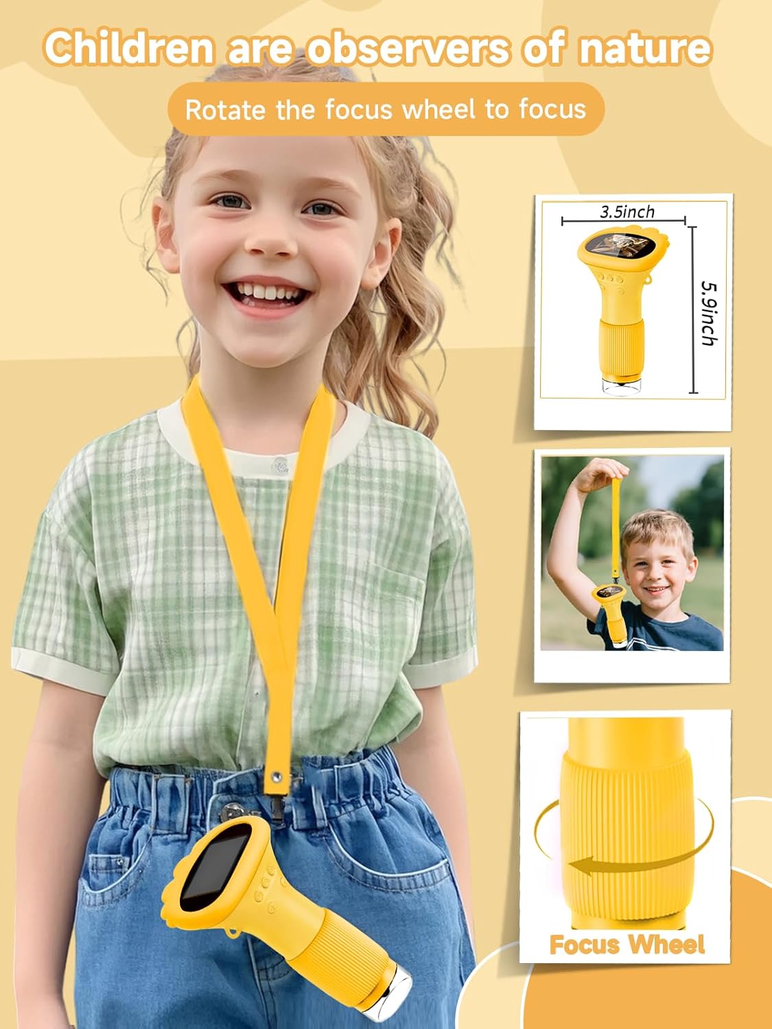 Thumbnail 4 de Acoath Mikroskop für Kinder – digitales Taschenmikroskop mit 2,0-Zoll-IPS-Display, 8 LEDs und bis zu 200 Foto-Speicher (gelb)