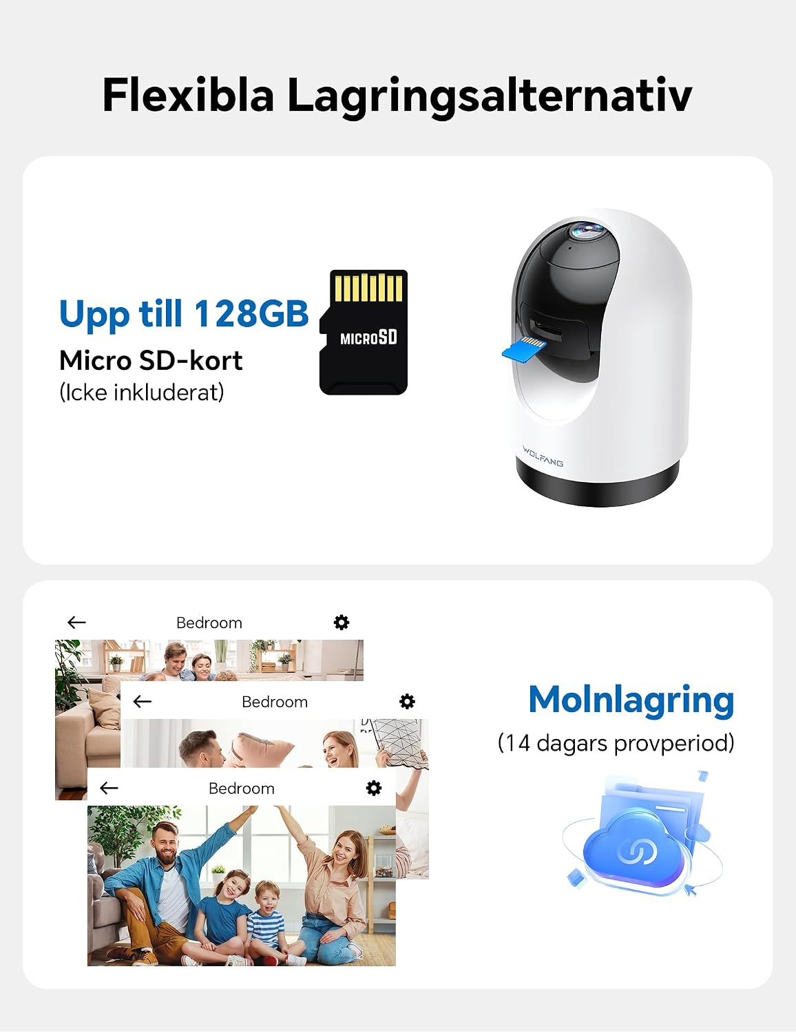 Thumbnail 6 de WOLFANG WS03 inomhuskamera, 2K, 360° rörelsespårning och tvåvägsljud