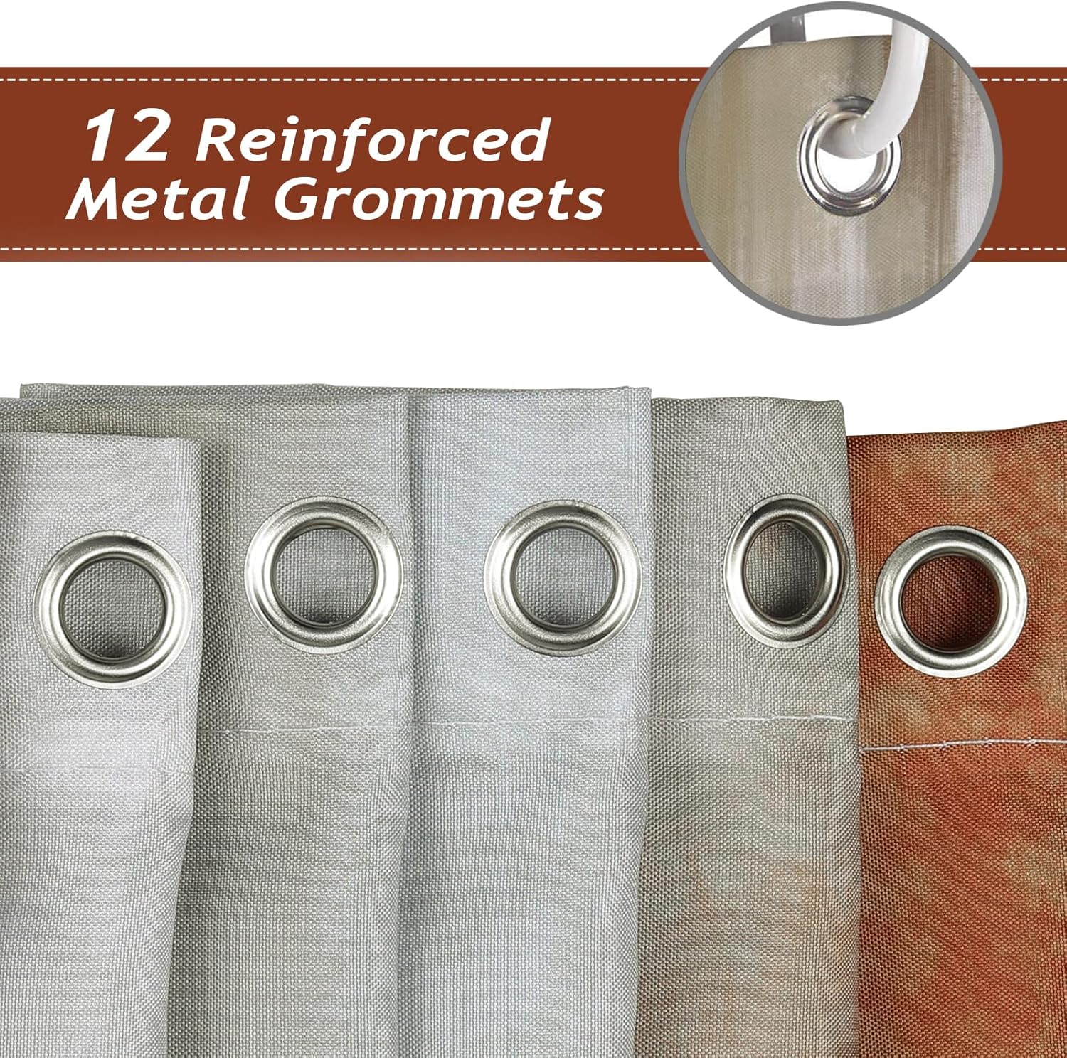 Thumbnail 3 de Bonhause Abstract Modern Shower Curtain (Brown Brush Strokes) – Waterproof polyester, 180 x 180 cm, with 12 hooks