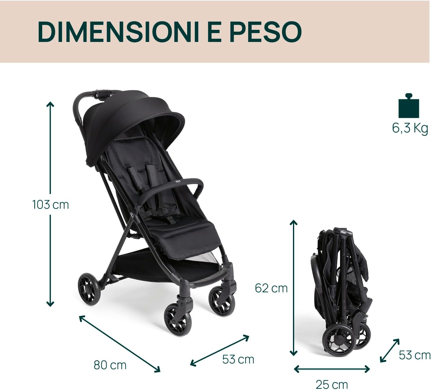 Detalle 2 de Chicco Urbino: Passeggino leggero 0+ mesi - 22 kg, chiusura smart e capotte estensibile