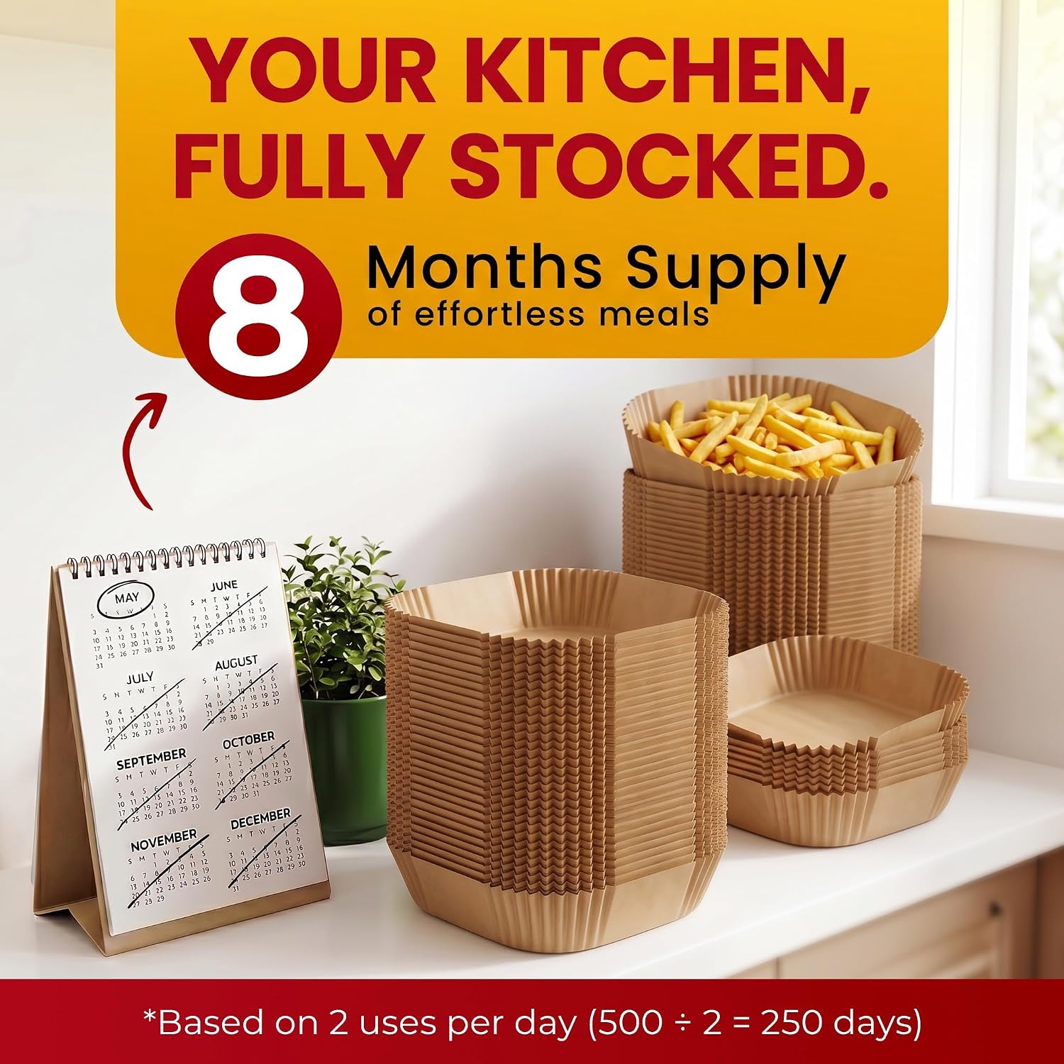 Detalle de Baker's Signature 8-Inch Air Fryer Liners, 500 Nonstick Oil-Proof Sheets