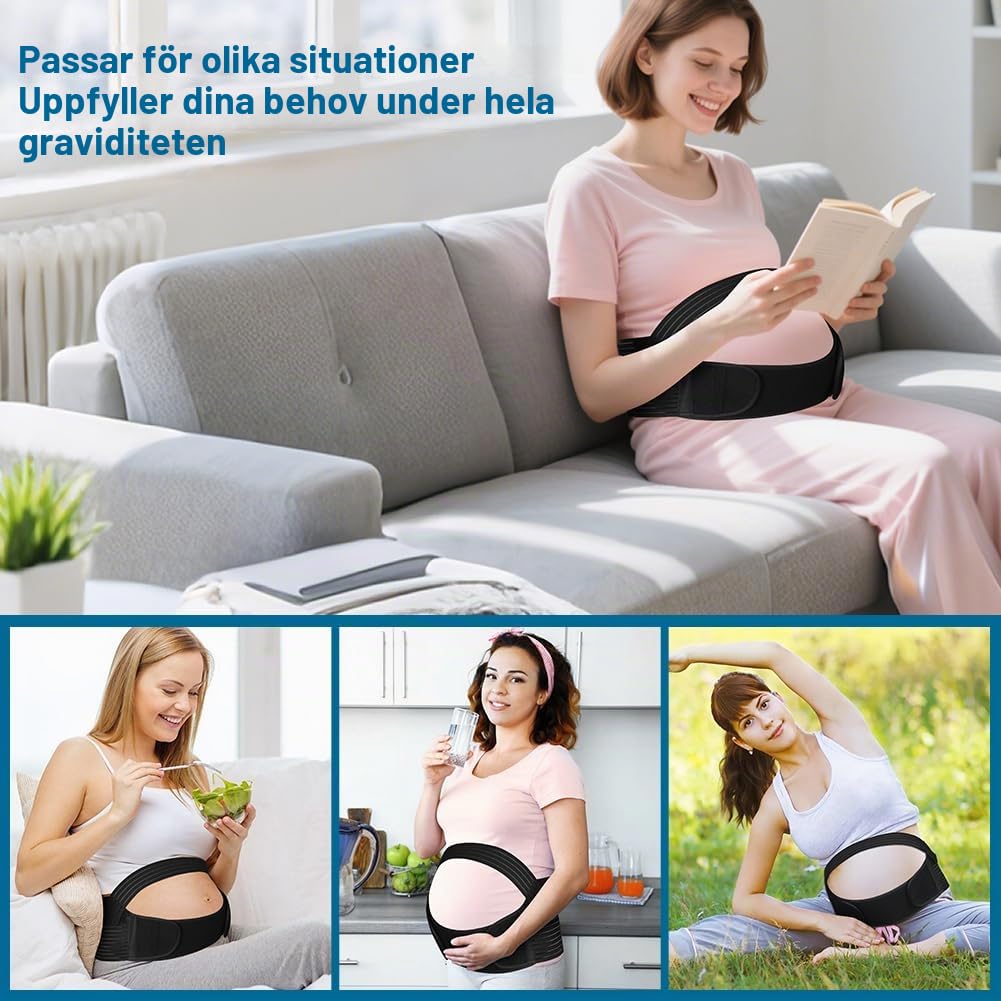 Thumbnail 6 de AUYAO 5276879 graviditetsbälte i svart, justerbart stöd i ventilerande mesh