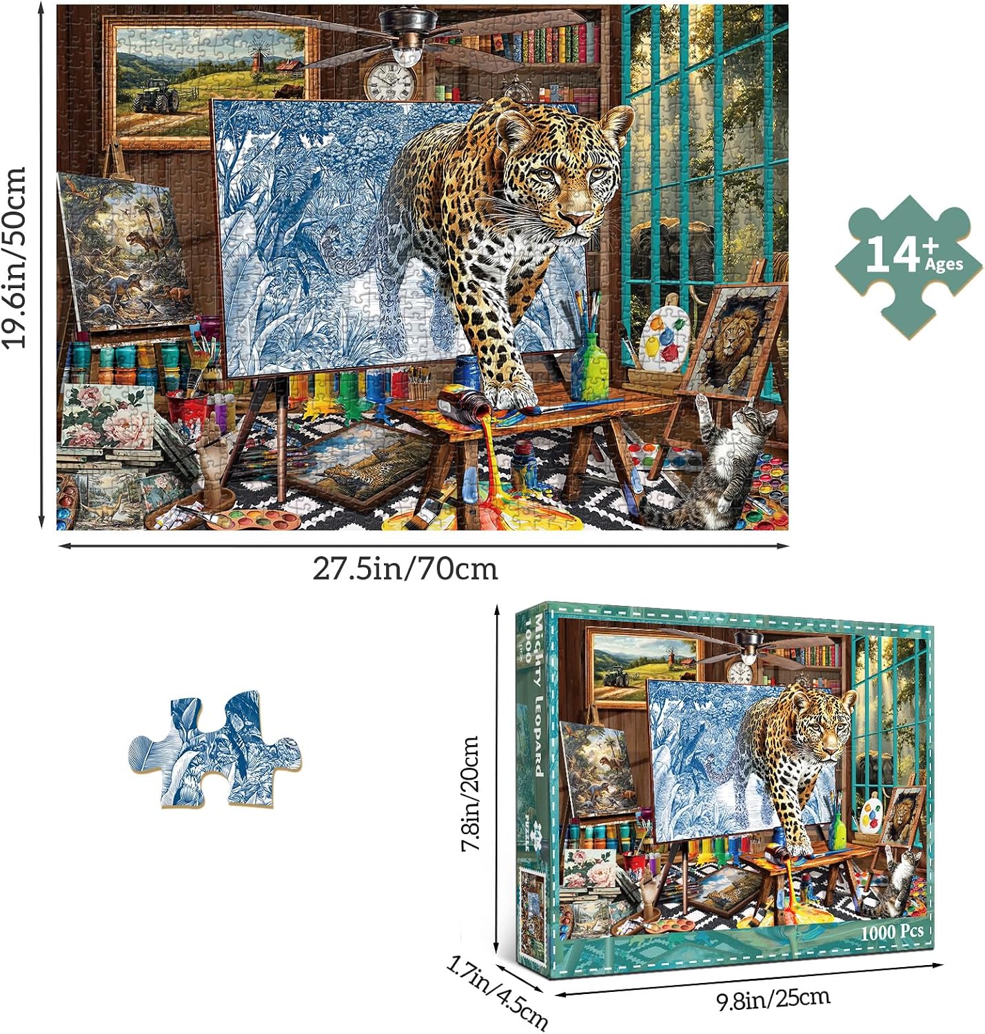 Detalle 2 de HUADADA Mighty Leopard 1000-piece jigsaw puzzle 🧩