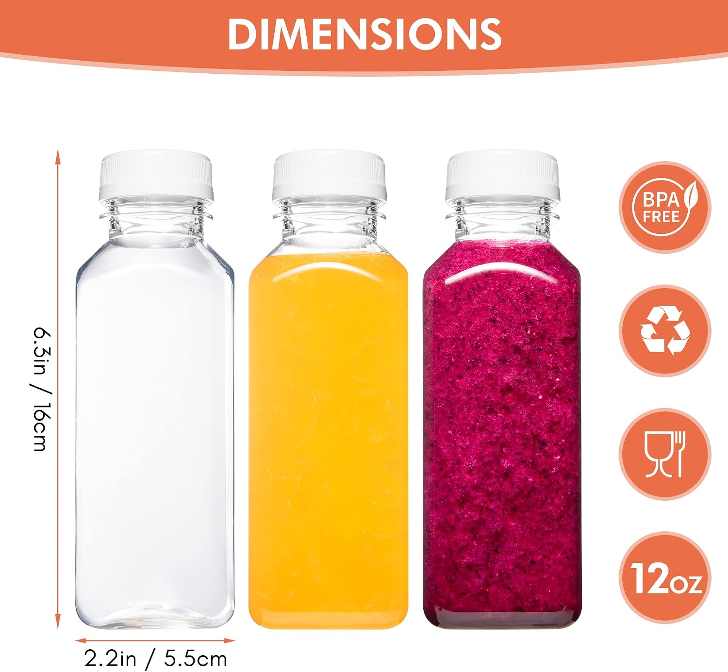 Thumbnail 5 de Norcalway 12oz Juice Bottles with Caps