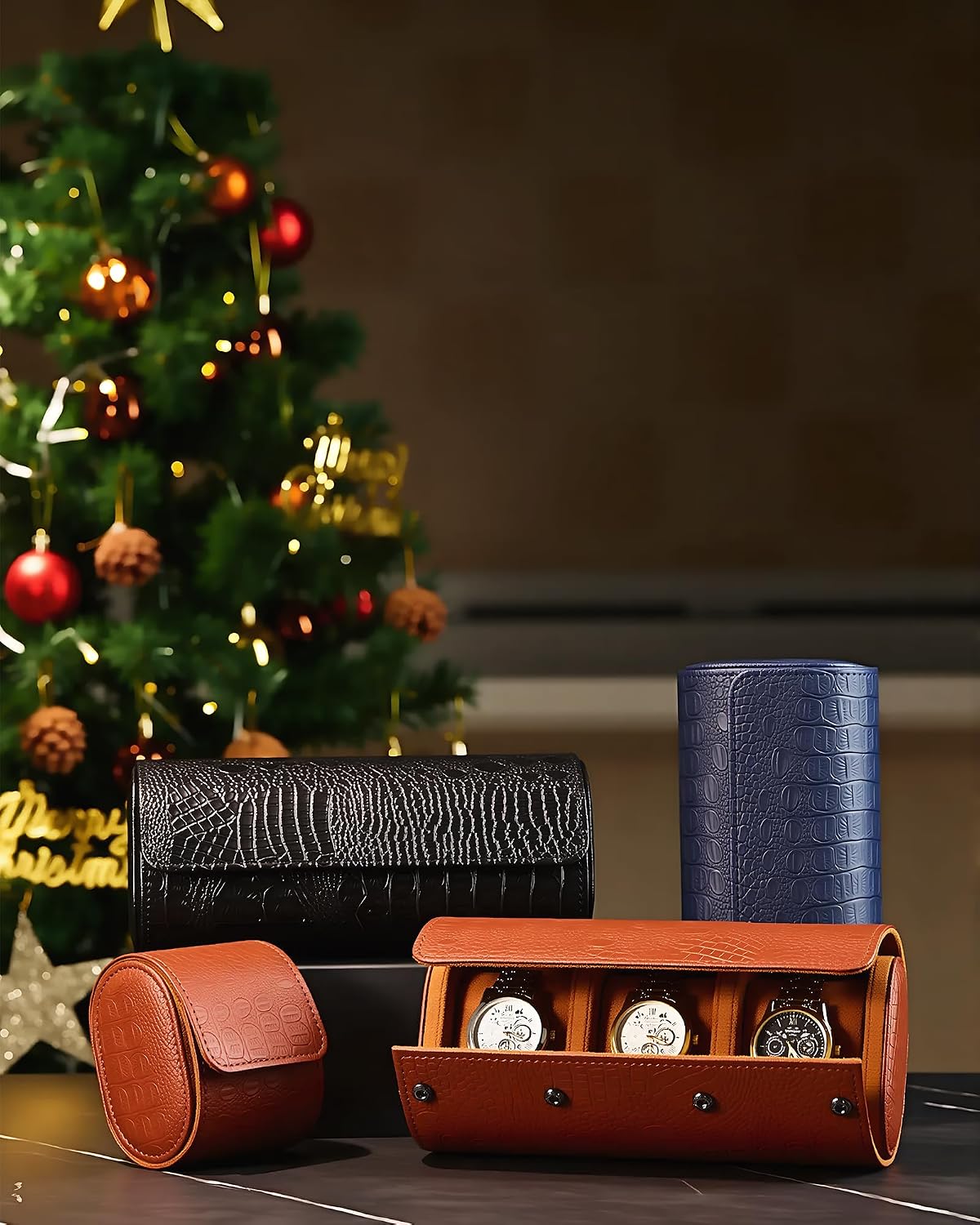 Detalle 2 de RUDDYROC Watch Travel Case, Croc-Embossed Leather