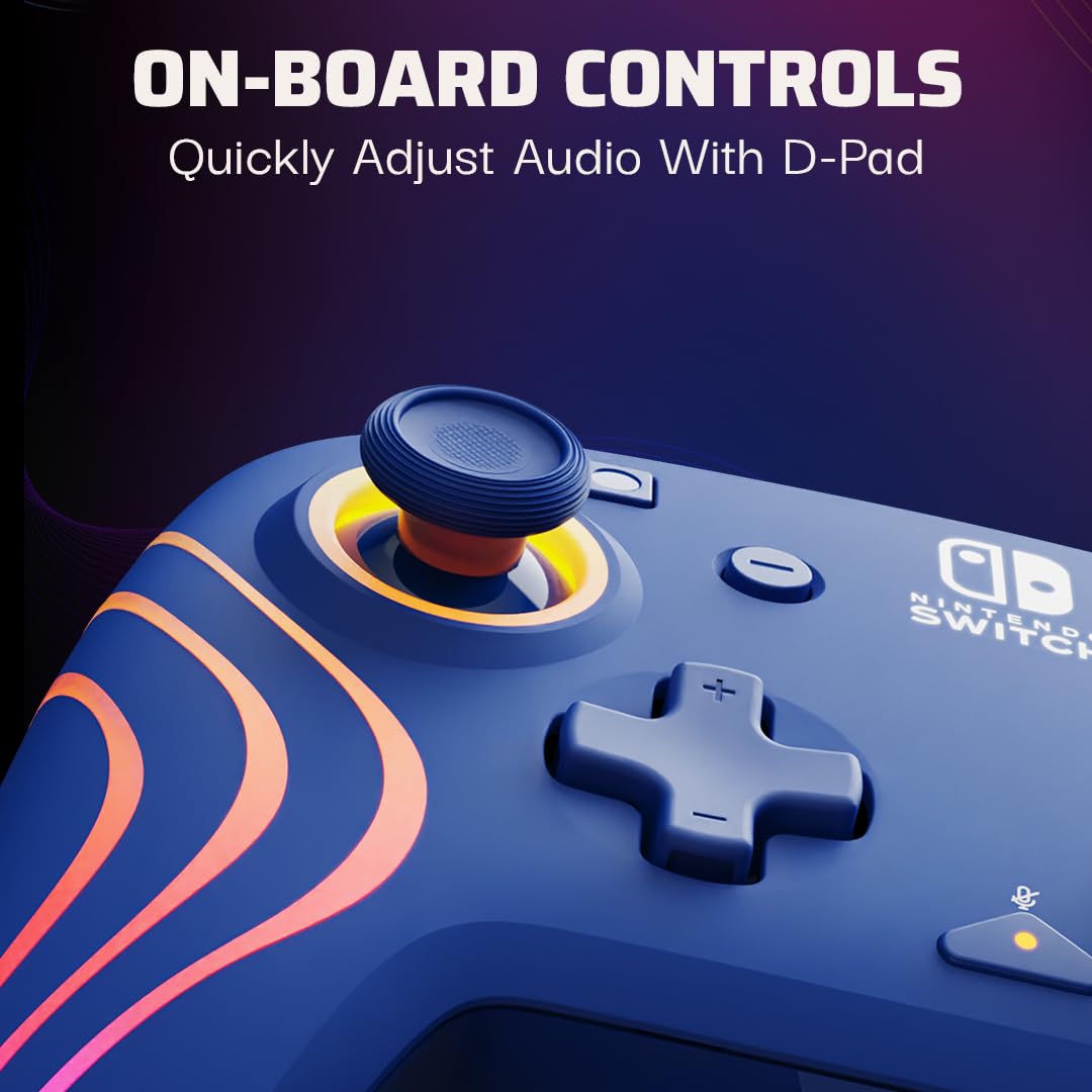 Detalle de Official Switch Afterglow Wave wired Controller – Blue