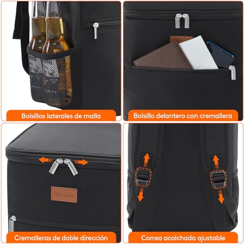 Detalle de Lifewit Mochila Nevera 24L (30 latas): térmica portátil impermeable para playa, picnic y trabajo