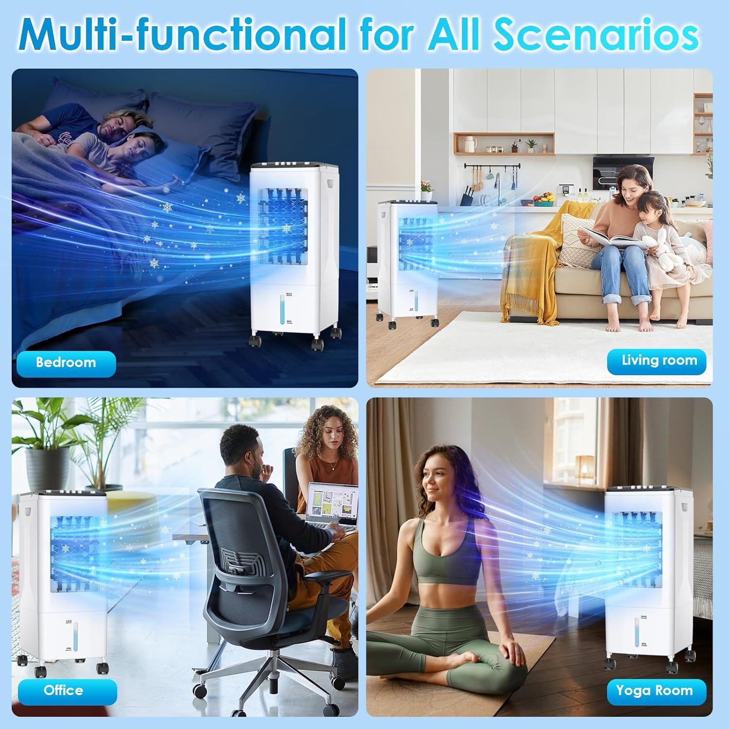 Thumbnail 6 de Portable Air Cooler Fan: 3-in-1 Evaporative Cooling with 6L Tank, Ice Packs and Quiet 60W Operation
