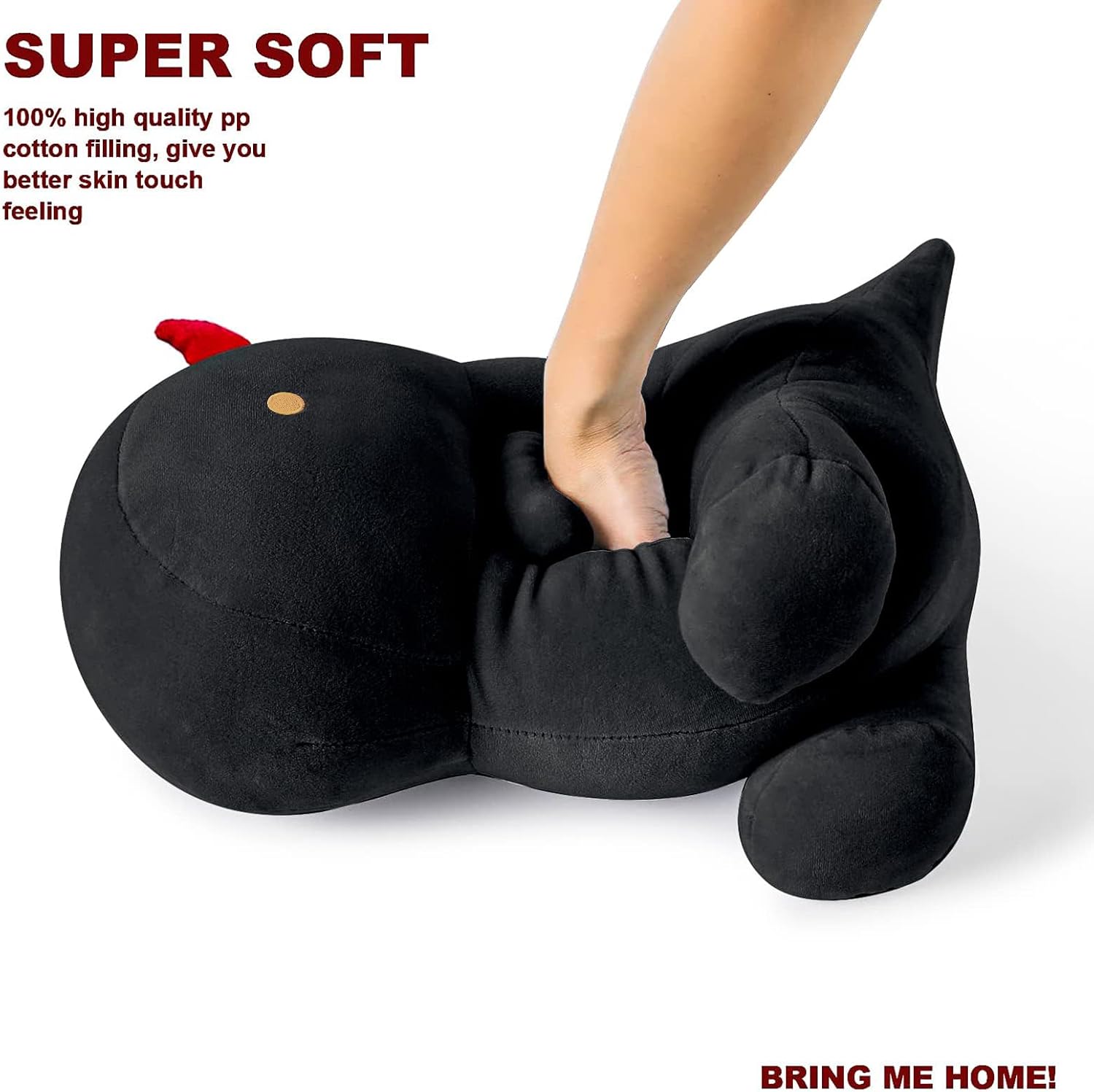 Detalle de shownicer Plüsch-Dinosaurier als Kuscheltier & Wurfkissen (Schwarz, 45 cm)