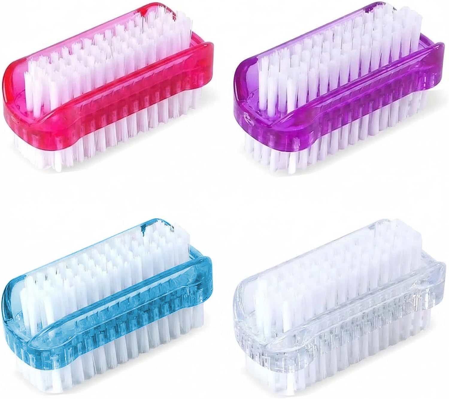zoerbufan 4 Pcs Double Sided Nail Brush Set with Handles