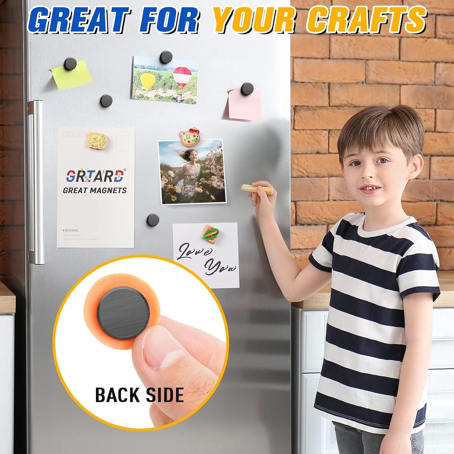 Detalle de Grtard 100 Pack Ceramic Magnets for Crafts (small round disc magnets with adhesive backing)