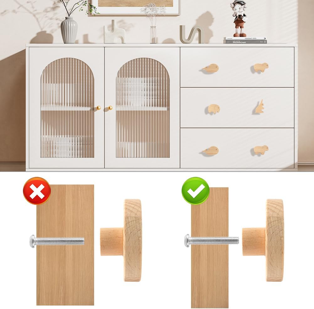 Thumbnail 5 de Aolso: Set di 12 manopole per cassetti in legno con viti incluse – forme animali