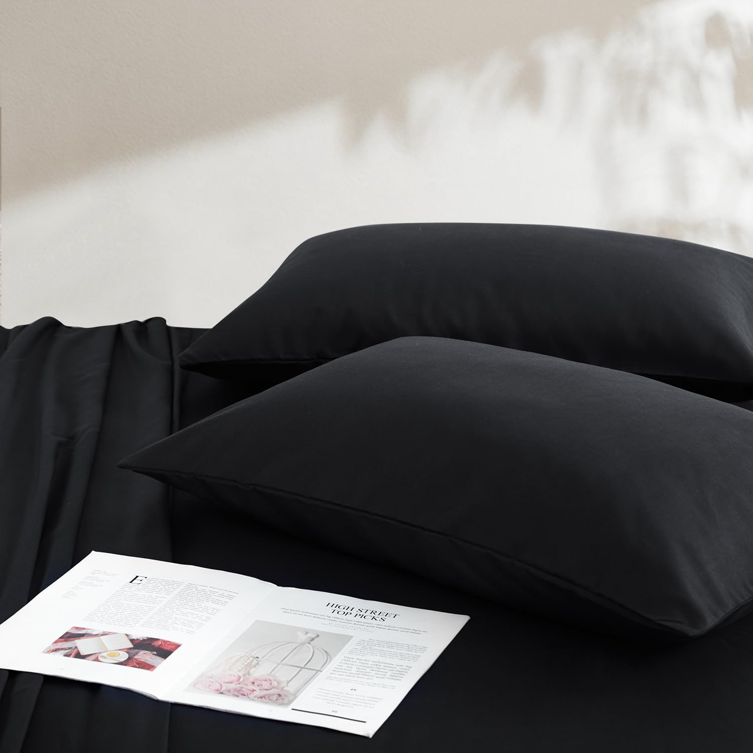 Detalle 2 de RUIKASI Kissenbezug 40 x 80 Schwarz 2er-Set Kissenbezug