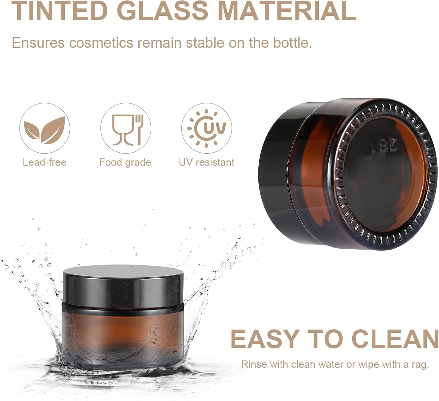 Thumbnail 3 de Williyatt set van 10 amberglazen cosmeticapotjes met schroefdop