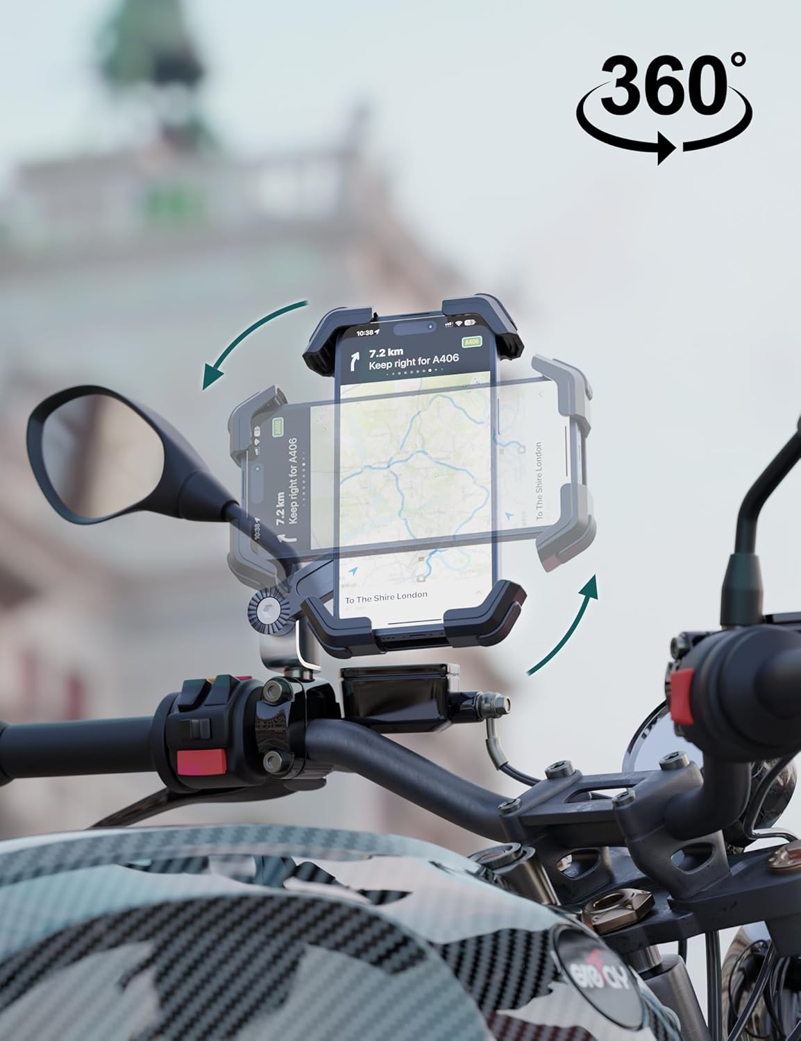 Thumbnail 6 de GREFAY Motorcycle Phone Holder with Dual Anti-Vibration and 360° Rotation