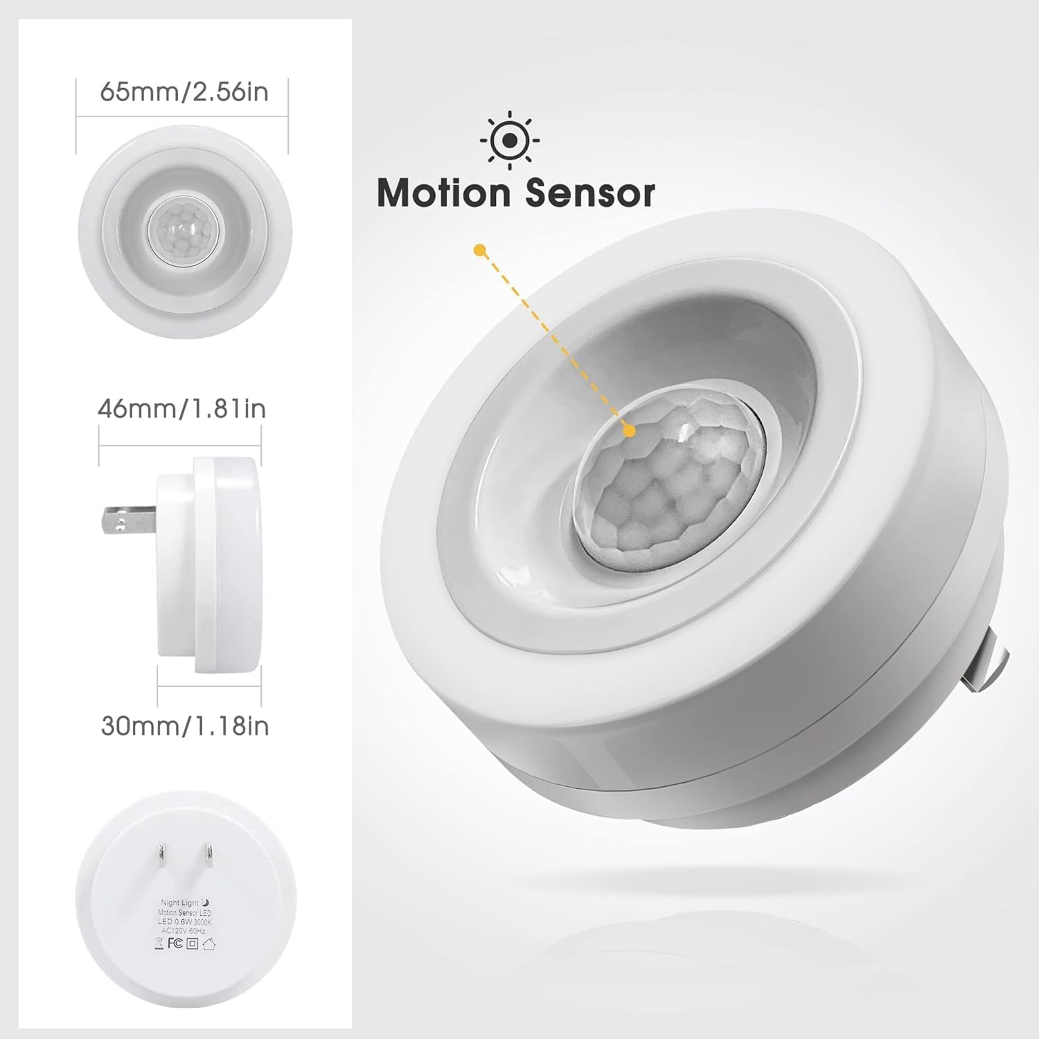 Detalle de Briignite GD002 Motion Sensor Night Lights, 2-Pack, 3000K Warm White