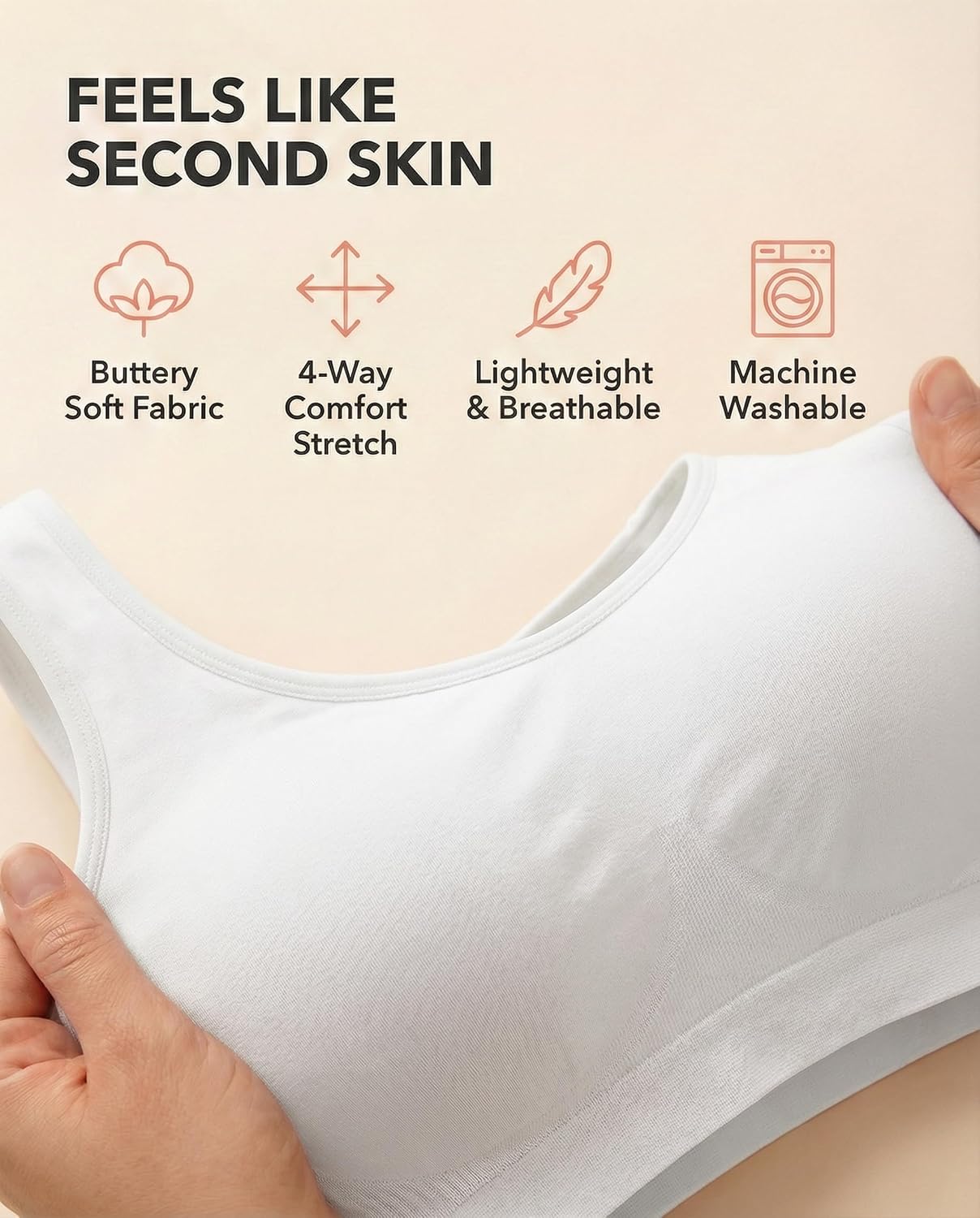 Detalle de SHAPERMINT Wireless Bras for Women No Underwire – Small to Plus Size Bralettes with Support and Natural Lift