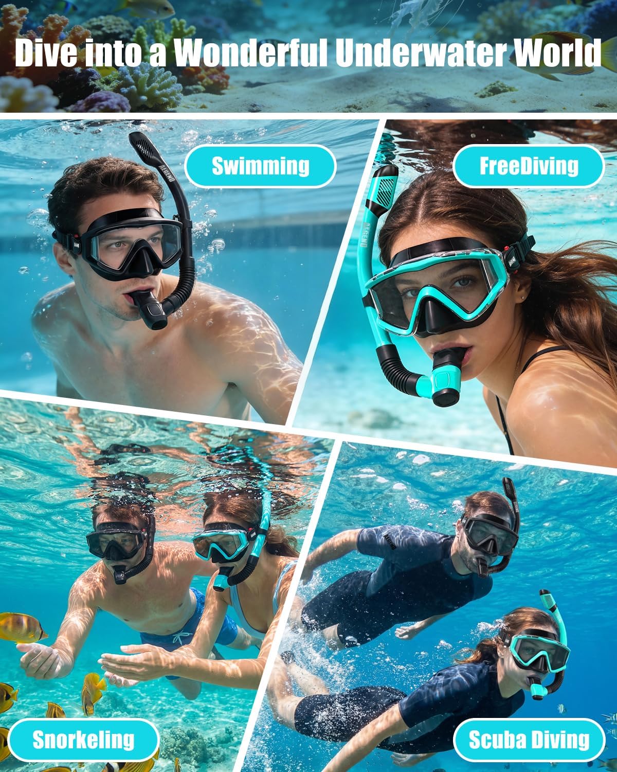 Thumbnail 5 de Aegend Snorkeling Gear: Panoramic Full-Face Mask with Top Dry Valve