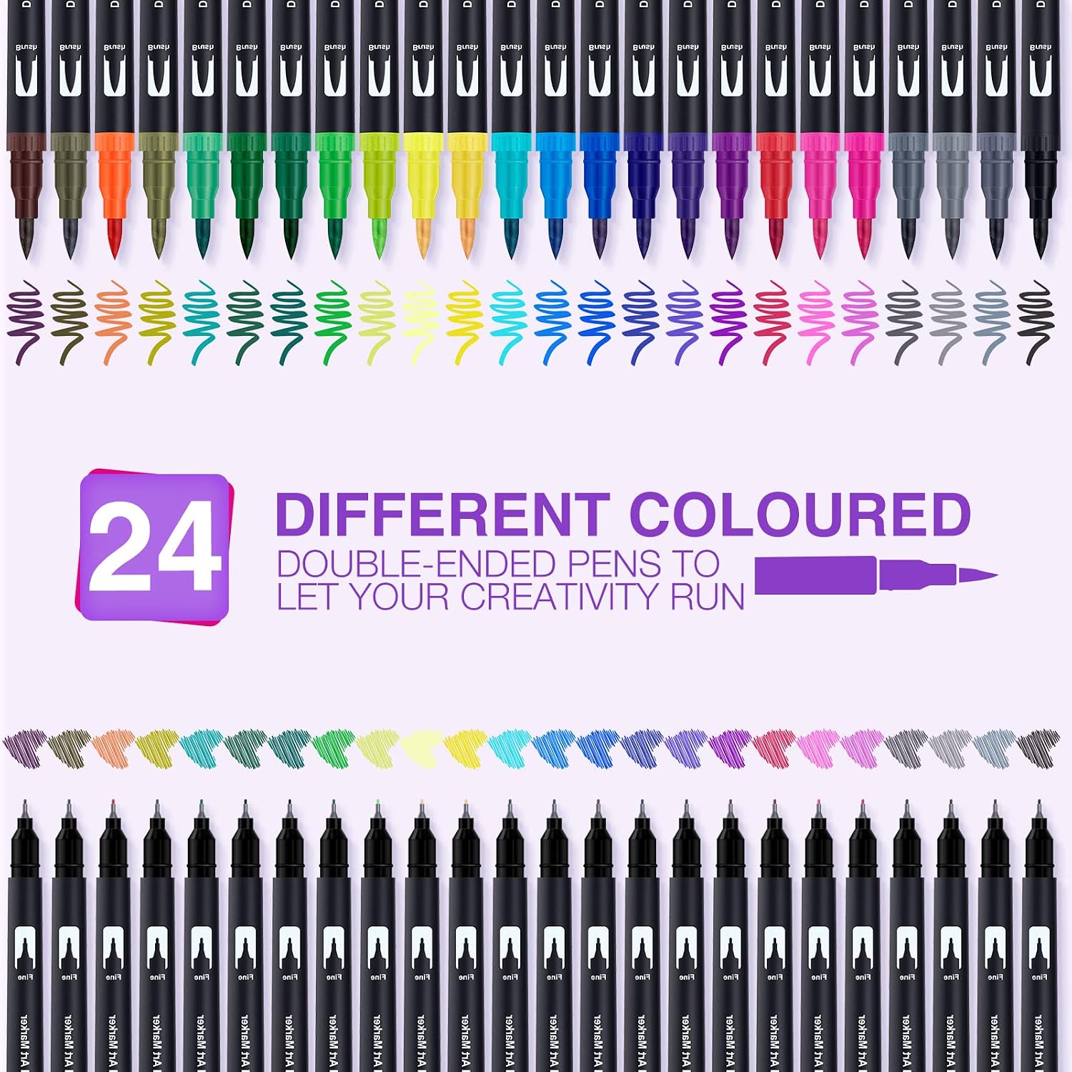 Thumbnail 3 de Dual Tip Brush Pens 24 Colour Set