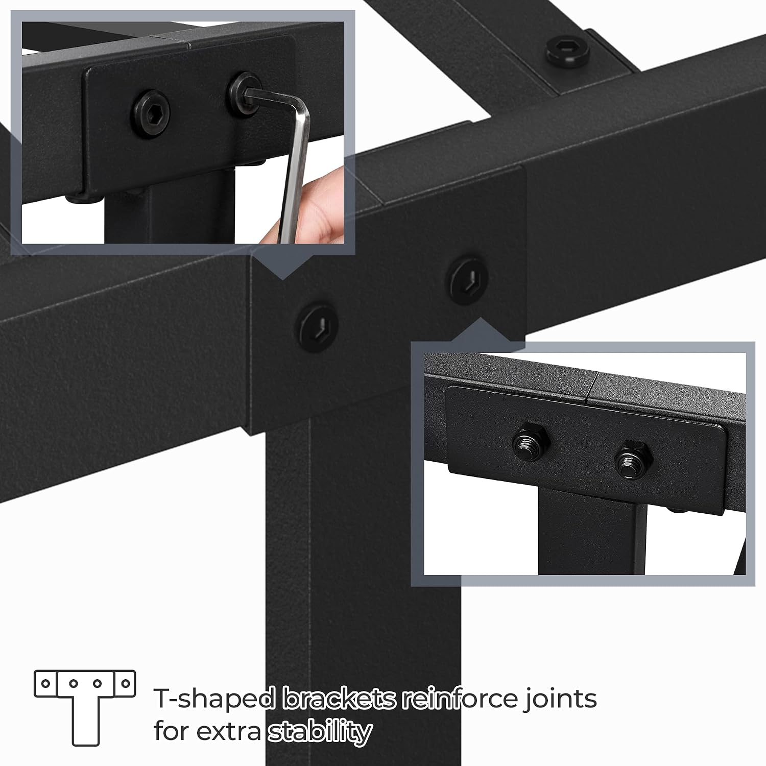 Detalle de Yaheetech 4ft6 Double Vintage Iron Platform Bed with High Headboard & Storage, Black