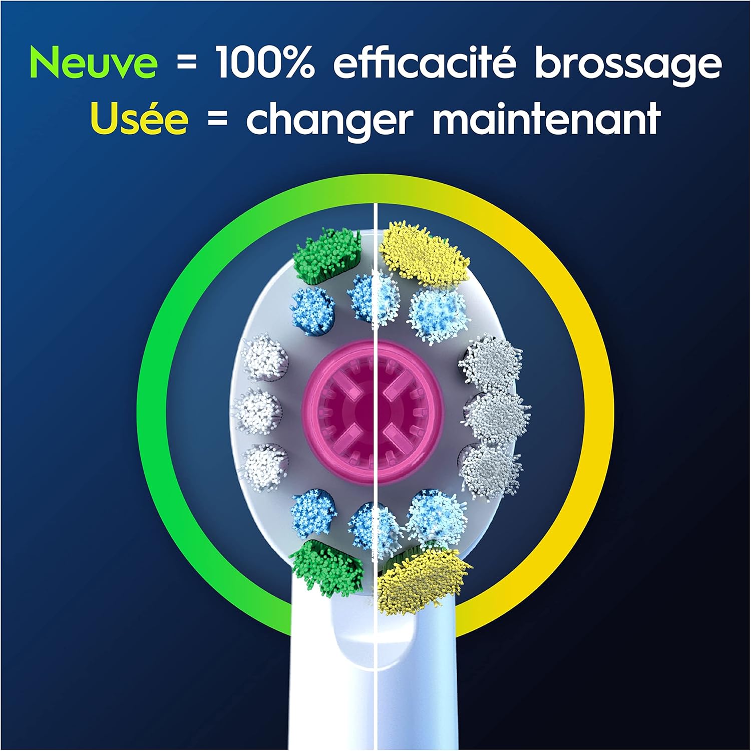 Detalle de Oral-B Brossettes de Rechange 3D White – Lot de 8 (Blanches) pour brosse à dents électrique
