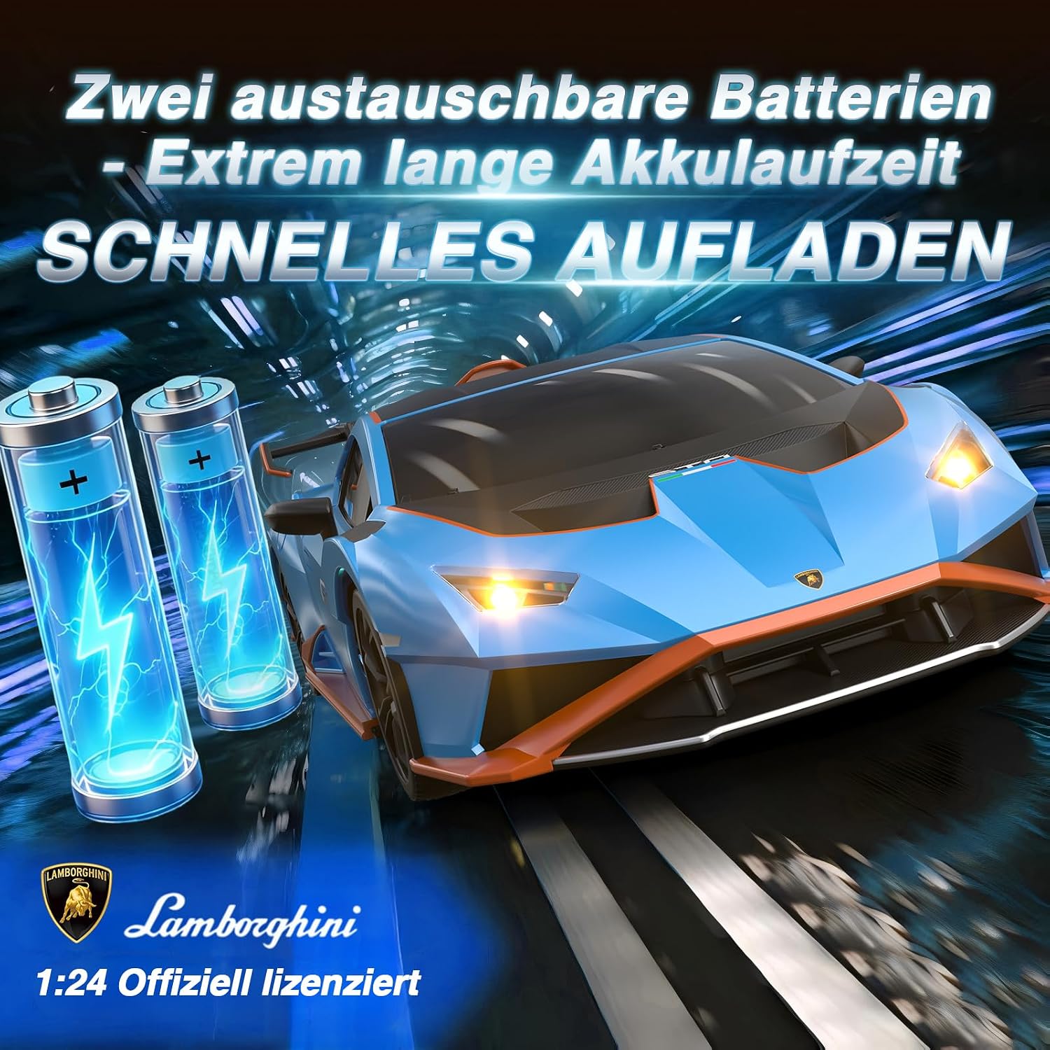 Detalle de Lamborghini RC Drift Auto (1:24) Mini 4WD – ferngesteuertes Drift-Car mit LED und bis zu 25 km/h