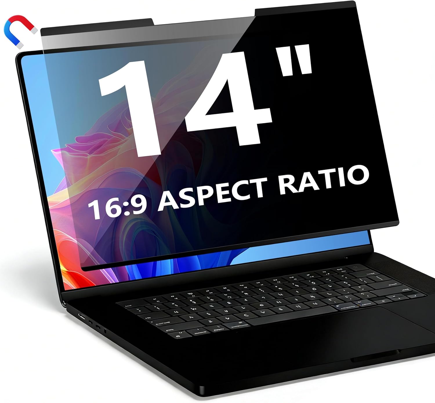 Detalle de Magnetische Laptop-Blickschutzfolie 14 Zoll 16:9 mit abnehmbarer Halterung – Kompatibel mit HP, Dell, Acer, Asus, Samsung & ThinkPad