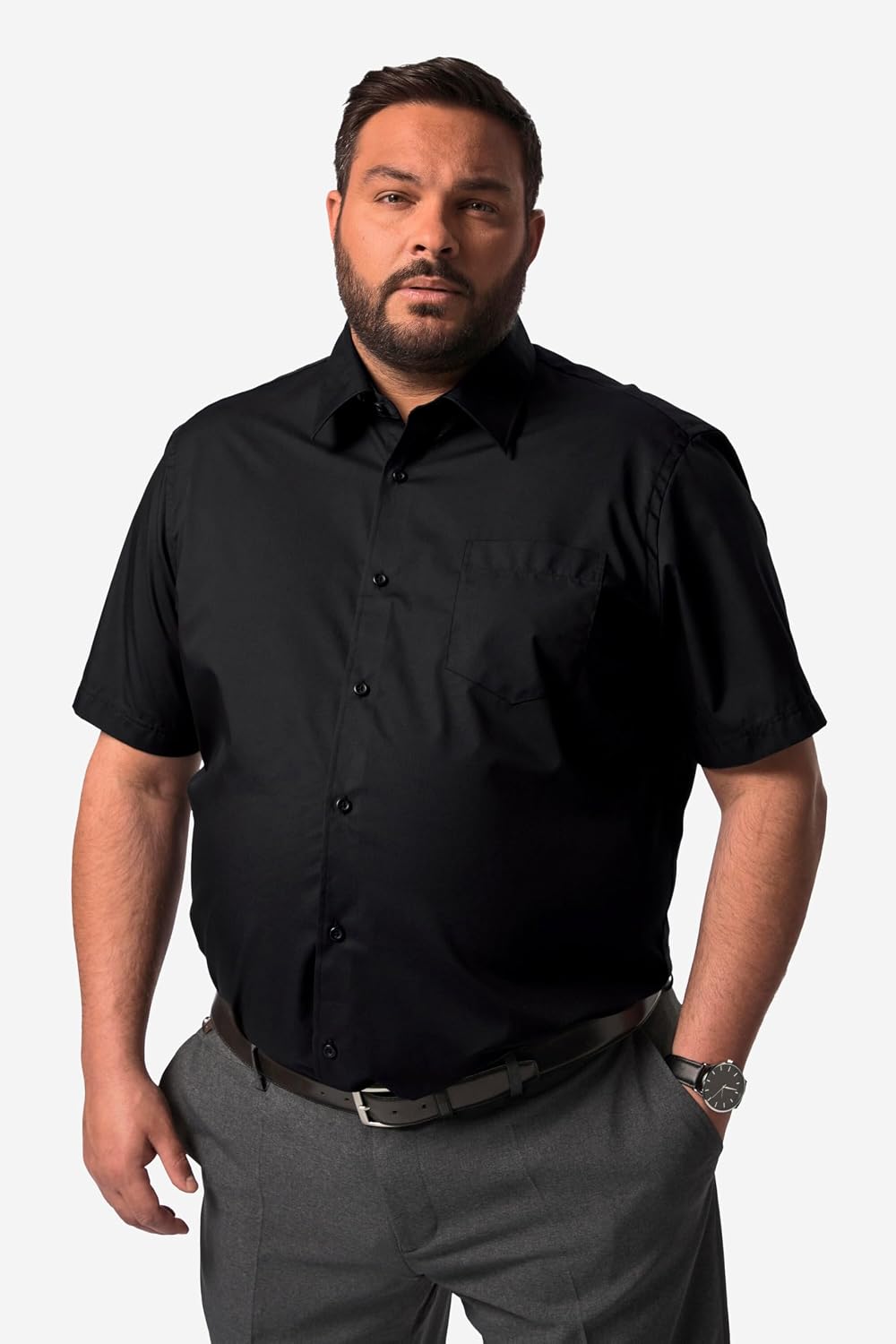 Detalle 2 de Men Plus Herren Businesshemd Halbarm Easycare Comfort Fit Kentkragen – bis 8 XL, bügel- und pflegeleicht