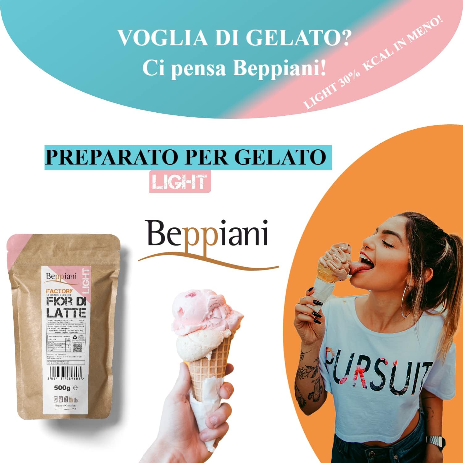Detalle de Preparato per gelato Light Beppiani – 1,5 Kg di gelato light con zucchero di betulla finlandese